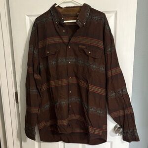 Clearwater Outfitters Brown Striped Button-Up Shirt
